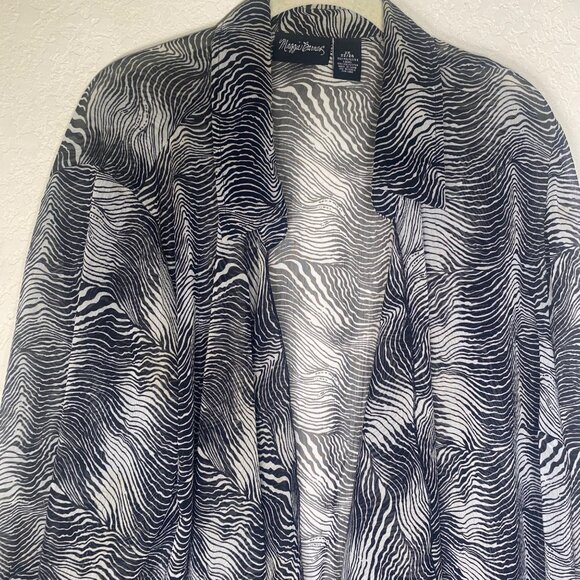 Maggie Barnes Top 2X  Womens Black White Zebra Print Sheer Kimono Cardigan Jacke - Picture 5 of 14